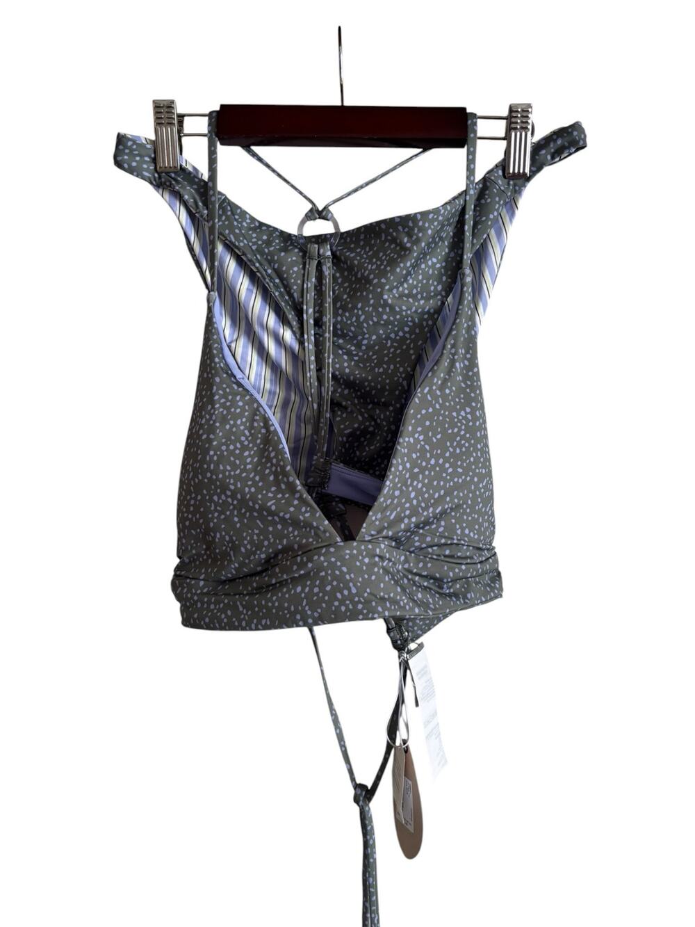 NWT PRANA Womens La Plata & Elina 2 Pc Bikini Swim Set Army Spots Green Medium